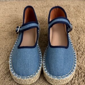 Atbell NWOB Denim Blue Espadrille Mary Janes size 37